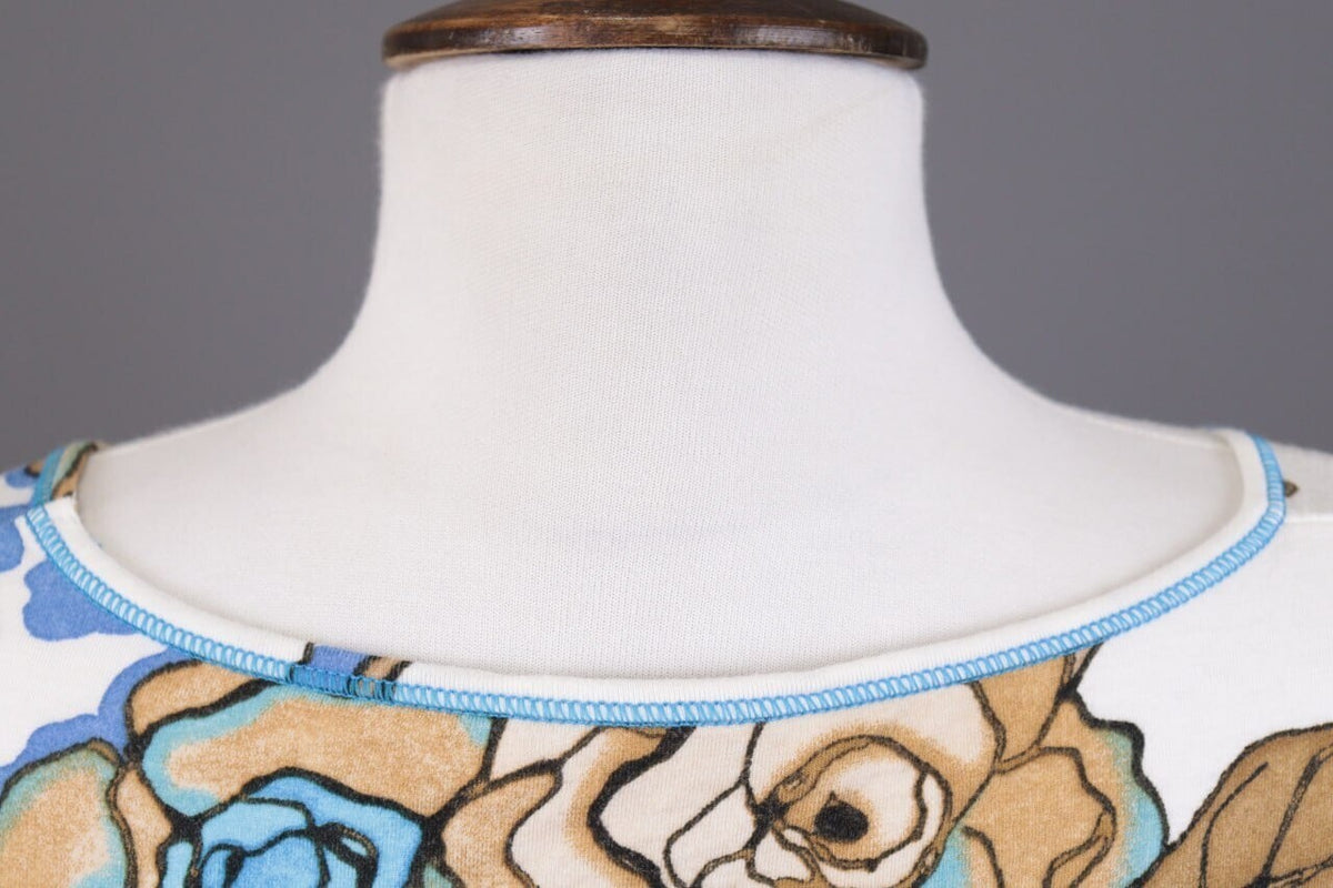 Bottega by Elisa Cavaletti White Floral Linen 3/4 Sleeve Top Shirt – Size L