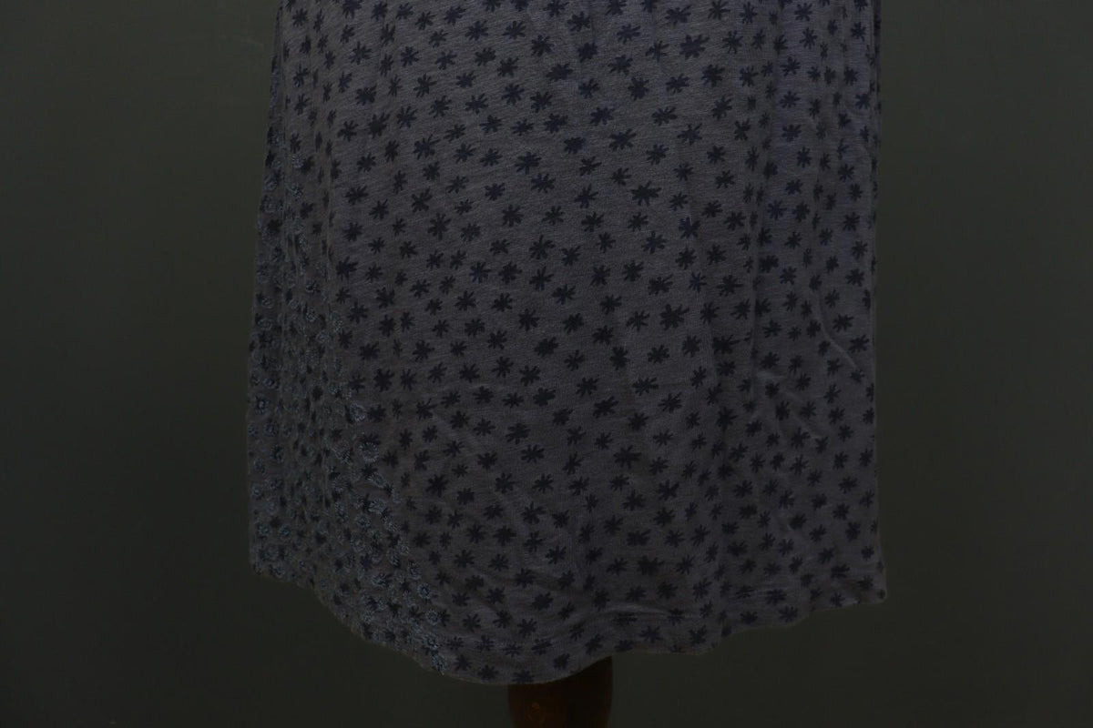 GUDRUN SJODEN Gray Floral 100% Cotton Short Sleeve Round Neck Shift Dress – Size M