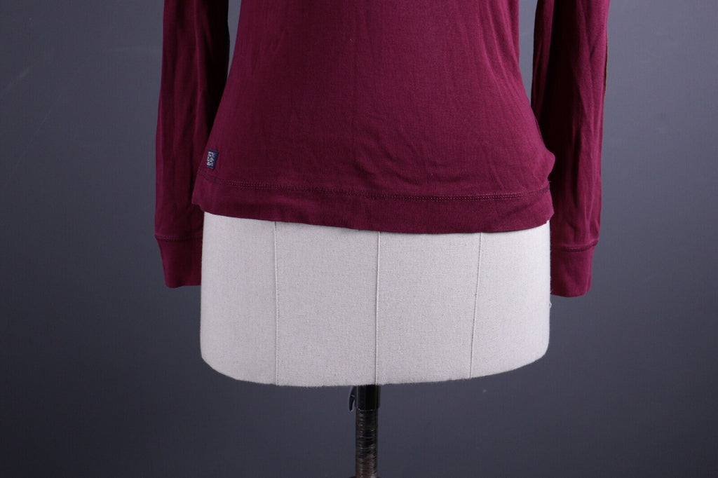 Lauren Jeans Co. Ralph Lauren Burgundy Elbow Patches Long Sleeve Top Shirt Sz M
