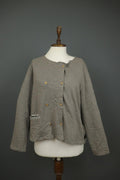 GUDRUN SJODEN Gray 100% Cotton Knitted Long Sleeve Button Front Cardigan – Size L