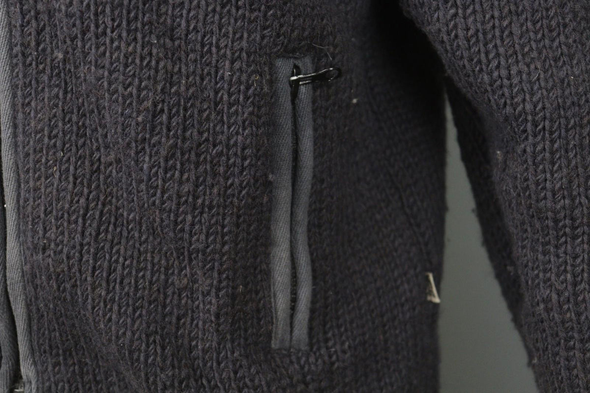 PACHAMAMA KNITWEAR Gray 100% Wool Embroidered Floral Full Zip Sweater – Size S/M