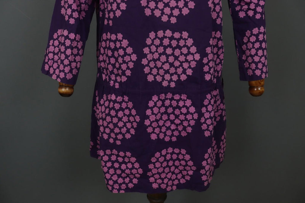 MARIMEKKO Mika Piirainen Purple Floral Cotton Long Sleeve Shift Dress – Size 36