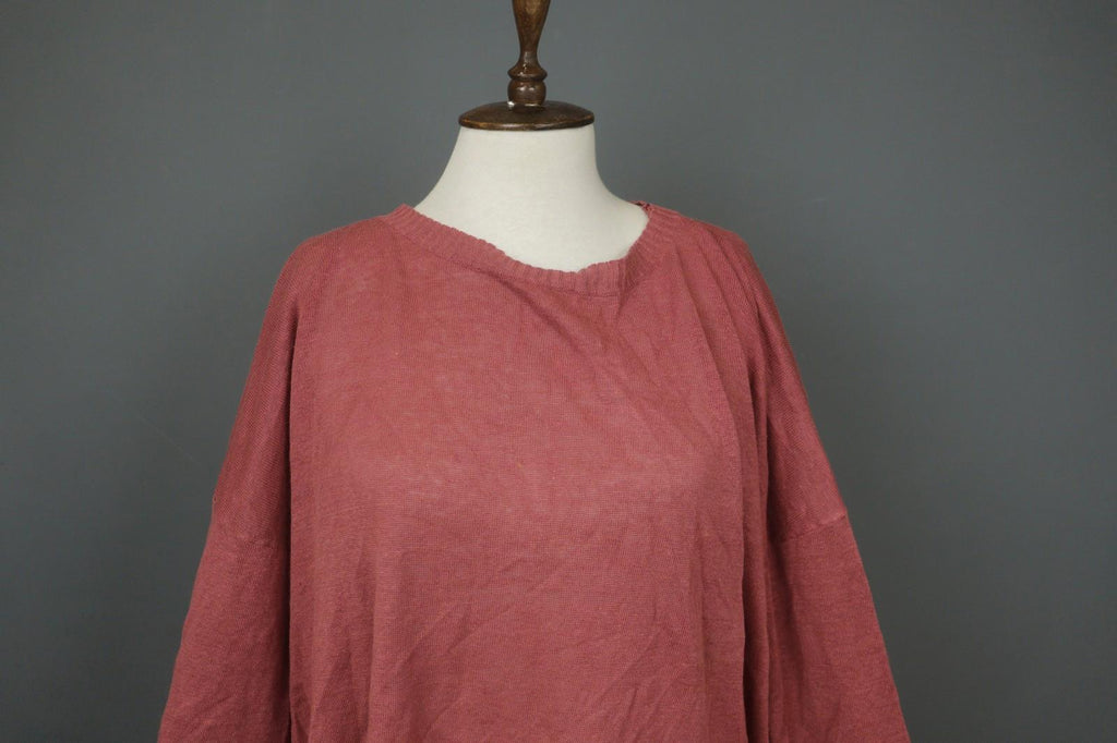GUDRUN SJÖDEN Marron 100% Linen Knit Long Sleeve Pullover Sweater Dress – Size XL