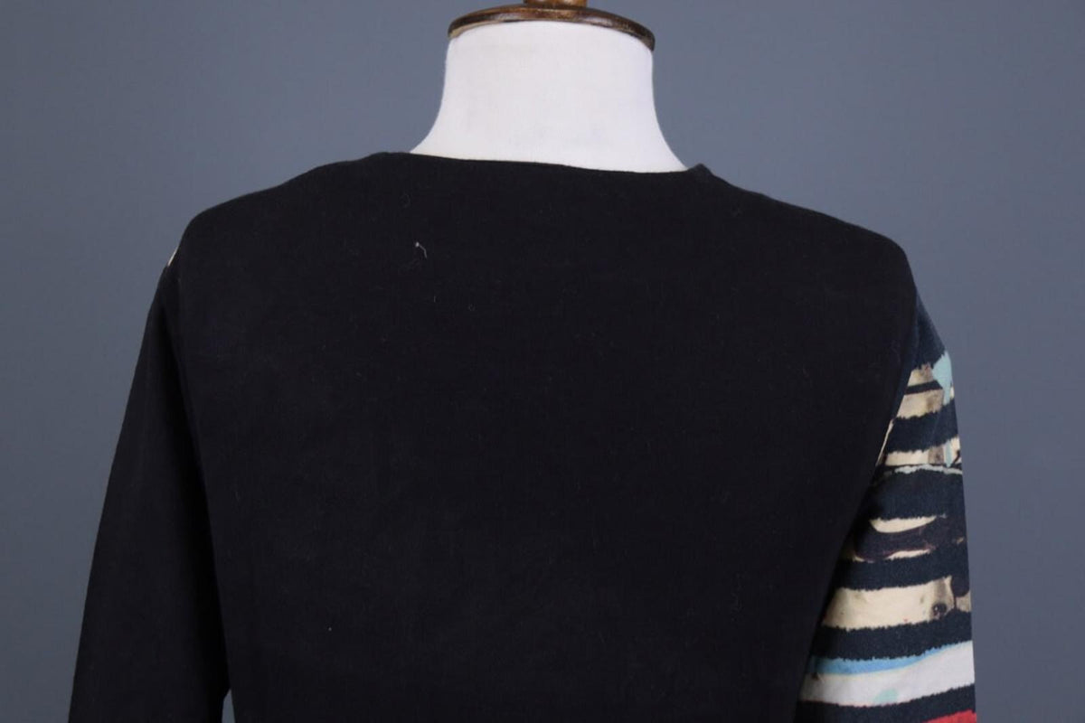 AVENTURES DES TOILES Black Printed Abstract A-Line Short Tunic Dress – Size 40