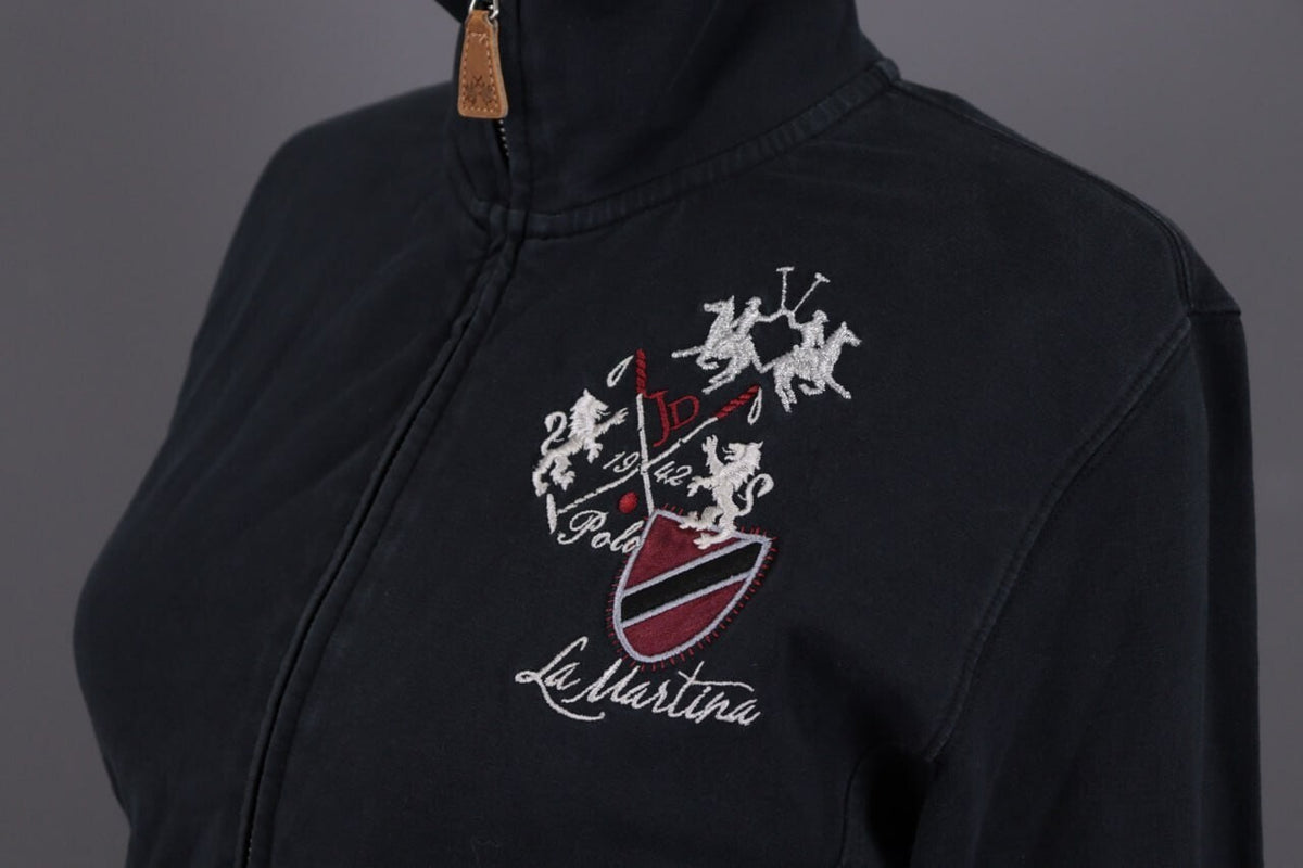 La Martina Jodhpur Black Polo High Neck Full Zip Activewear Jacket – Size 4