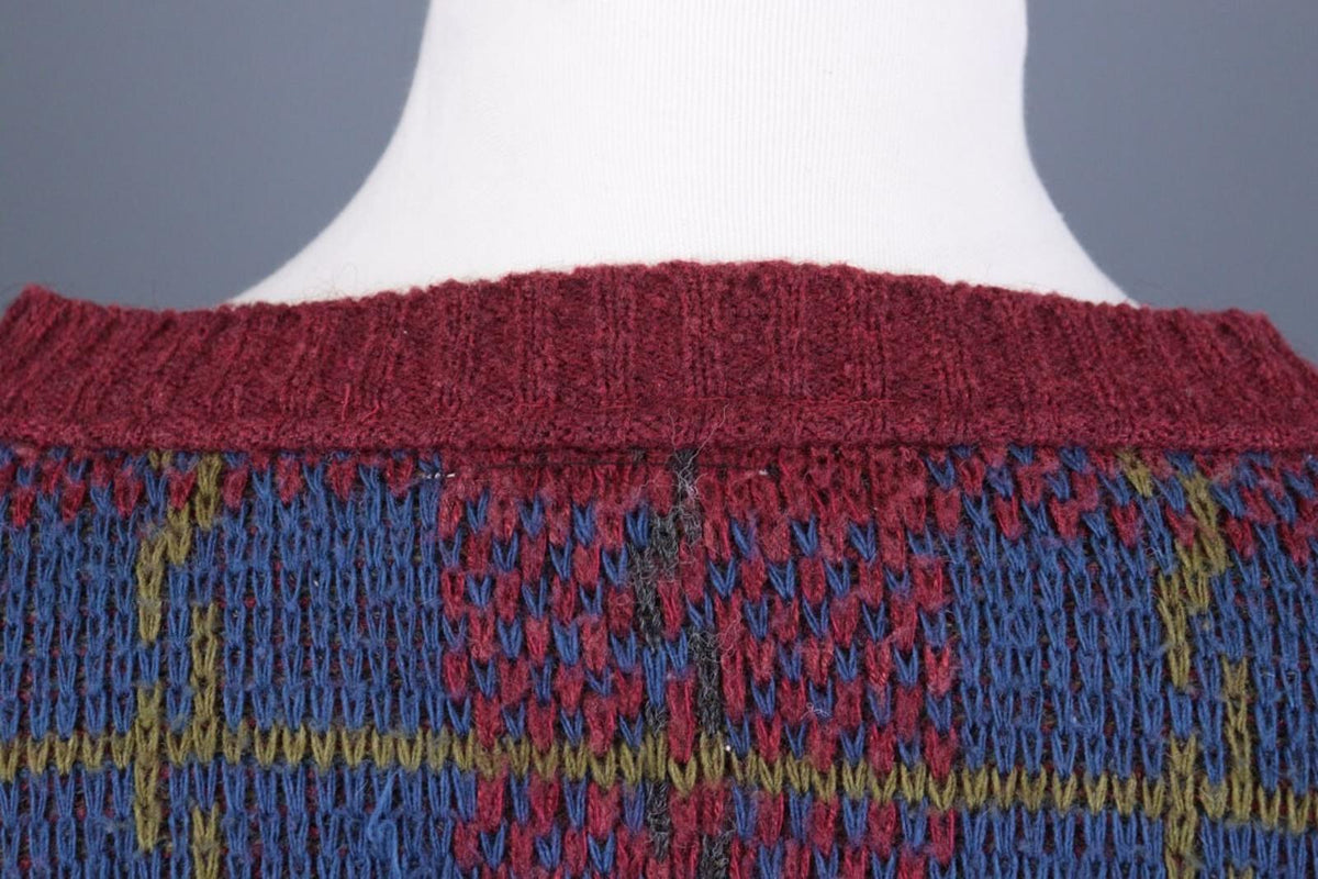 MISSONI UOMO Multicolor Check V-Neck Wool Knit Button Cardigan Sweater – Size 50