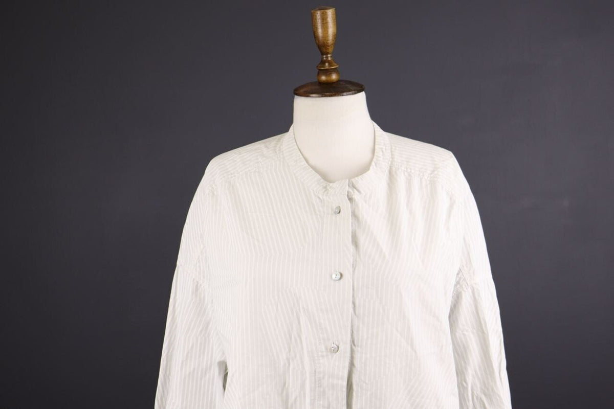 Oska White Relaxed Stripe Long Sleeve Tunic Shirt Dress Short – Size 4