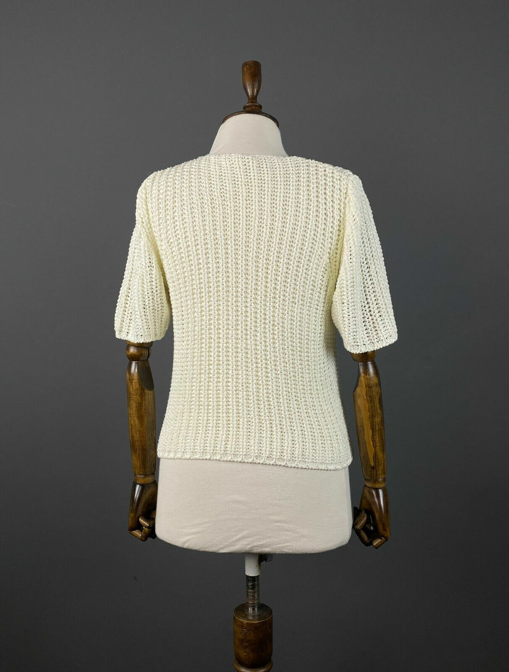 Elisa Cavaletti White Short Sleeve Chunky Knit Pullover Sweater L – Women's