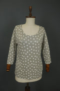 GUDRUN SJODEN Gray Polka Dot Lyocell Long Sleeve Round Neck Blouse Top – Size L