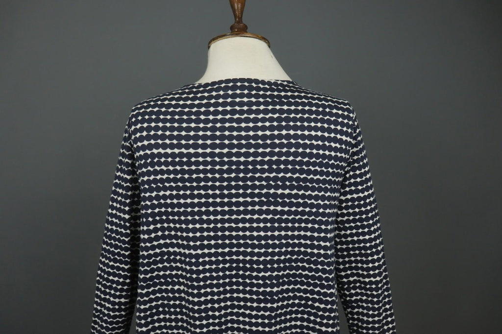 MARIMEKKO LEVOLLINEN RASYMATTO Black White Polka Dot Pullover Shift Dress Sz XS
