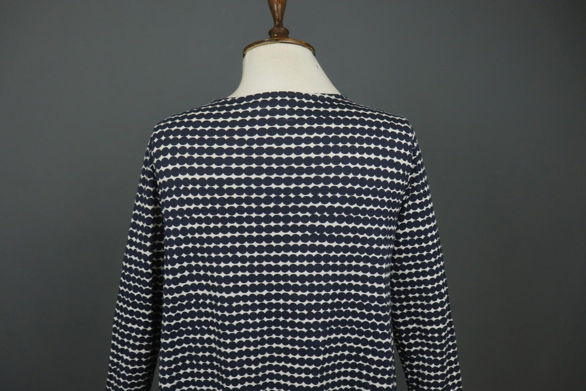 MARIMEKKO LEVOLLINEN RASYMATTO Black White Polka Dot Pullover Shift Dress Sz XS
