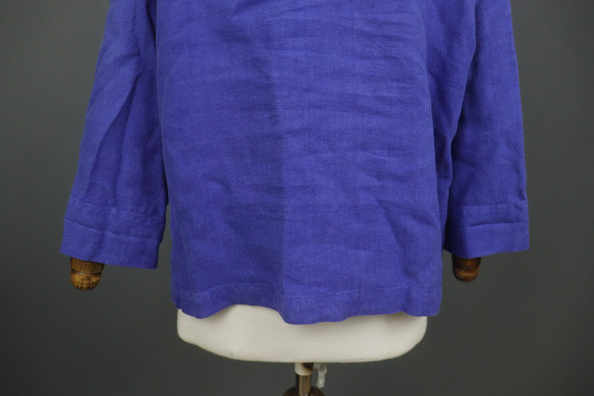 OSKA Blue 100% Linen Long Sleeve Collared Button Front Basic Jacket – Size 2