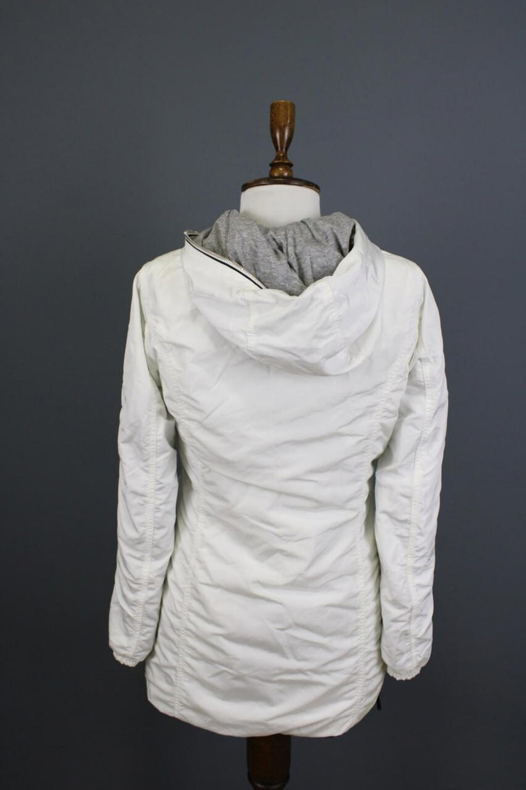 DUVETICA White Lightweight Hooded Full Zip Long Jacket – Size 44
