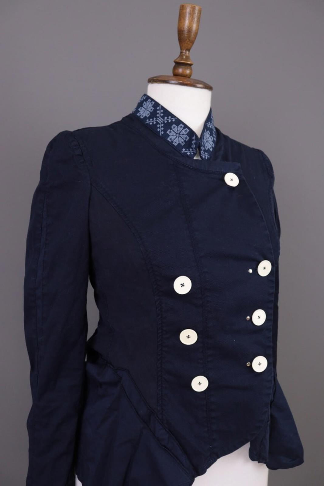 HIGH USE Jacket Navy Blue Denim Double Breasted Lightweight – Size US 6