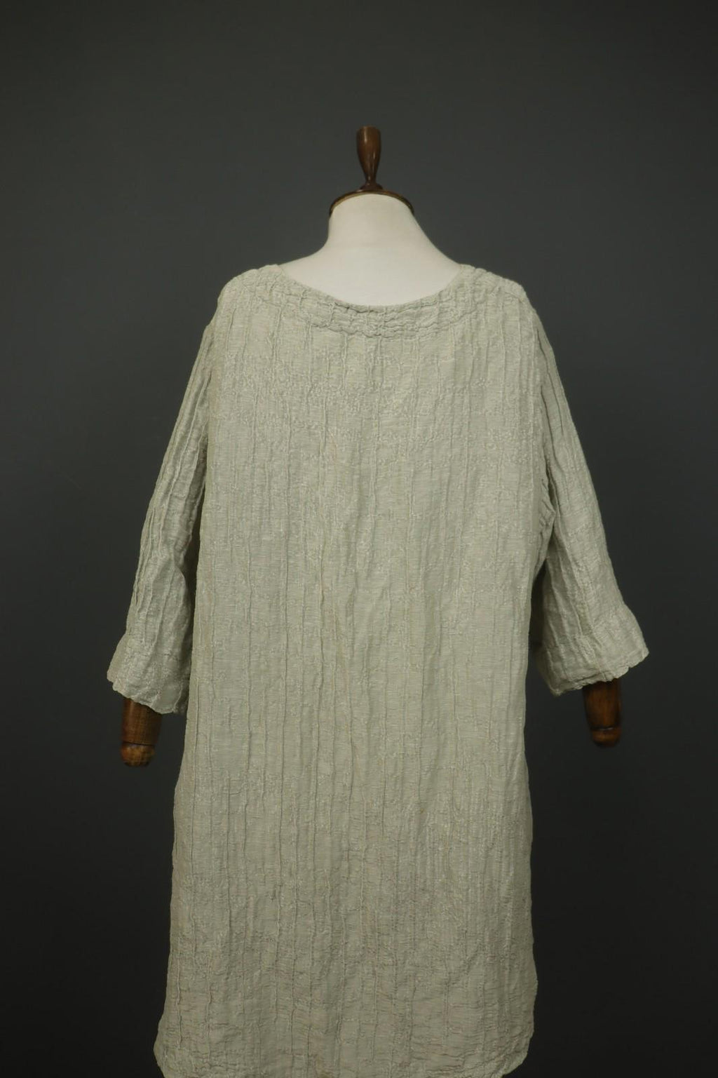 GRIZAS Silver Linen Blend Long Sleeve Crew Neck Summer Casual Maxi Dress Sz 2XL