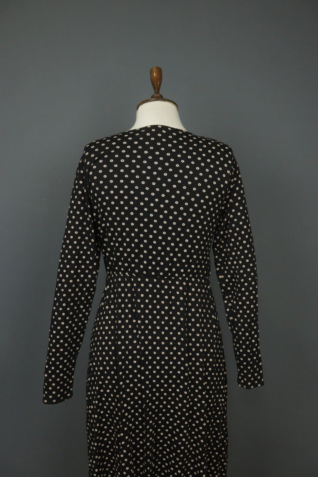 GUDRUN SJODEN Black Polka Dot Modal Long Sleeve Tie Waist Wrap Dress – Size M