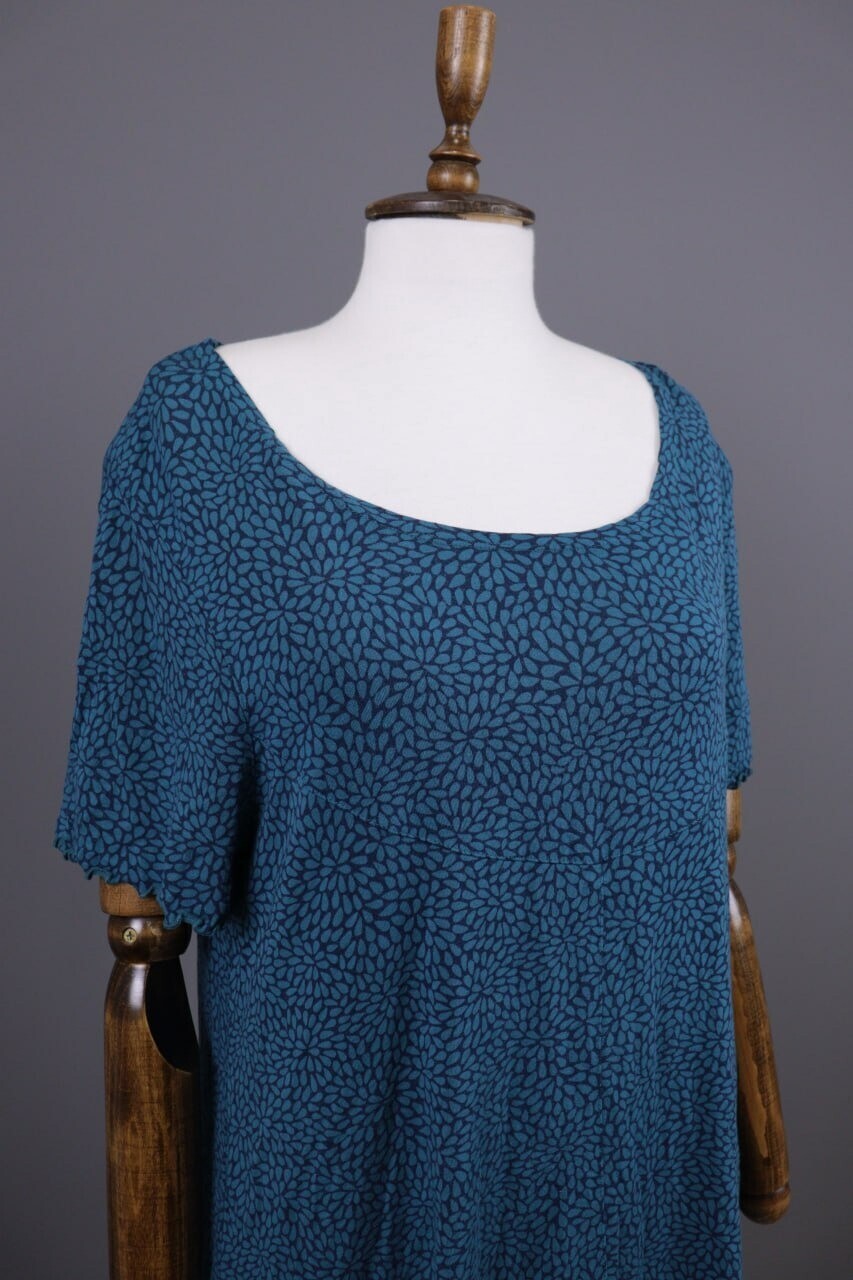 Gudrun Sjoden Blue Floral Oversize Lagenlook Long Sleeve Tunic Dress – Size L