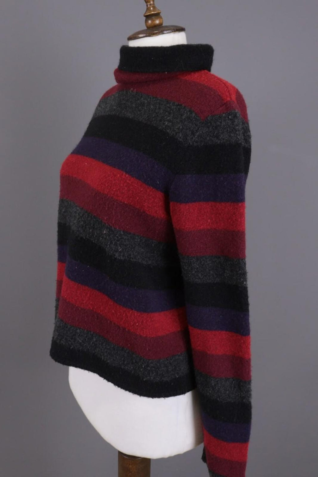 SARAH PACINI Multicolor Wool Striped Turtle Neck Knit Sweater One Size