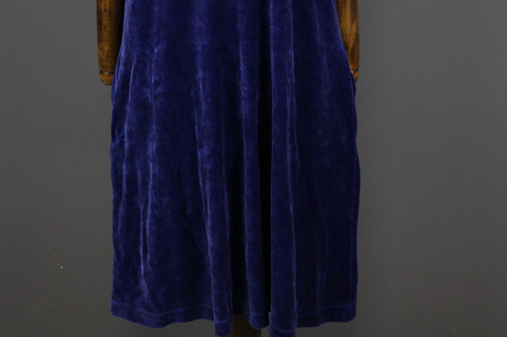 GUDRUN SJODEN Blue Velour Oversized Sleeveless V-Neck A-Line Midi Dress – Size L