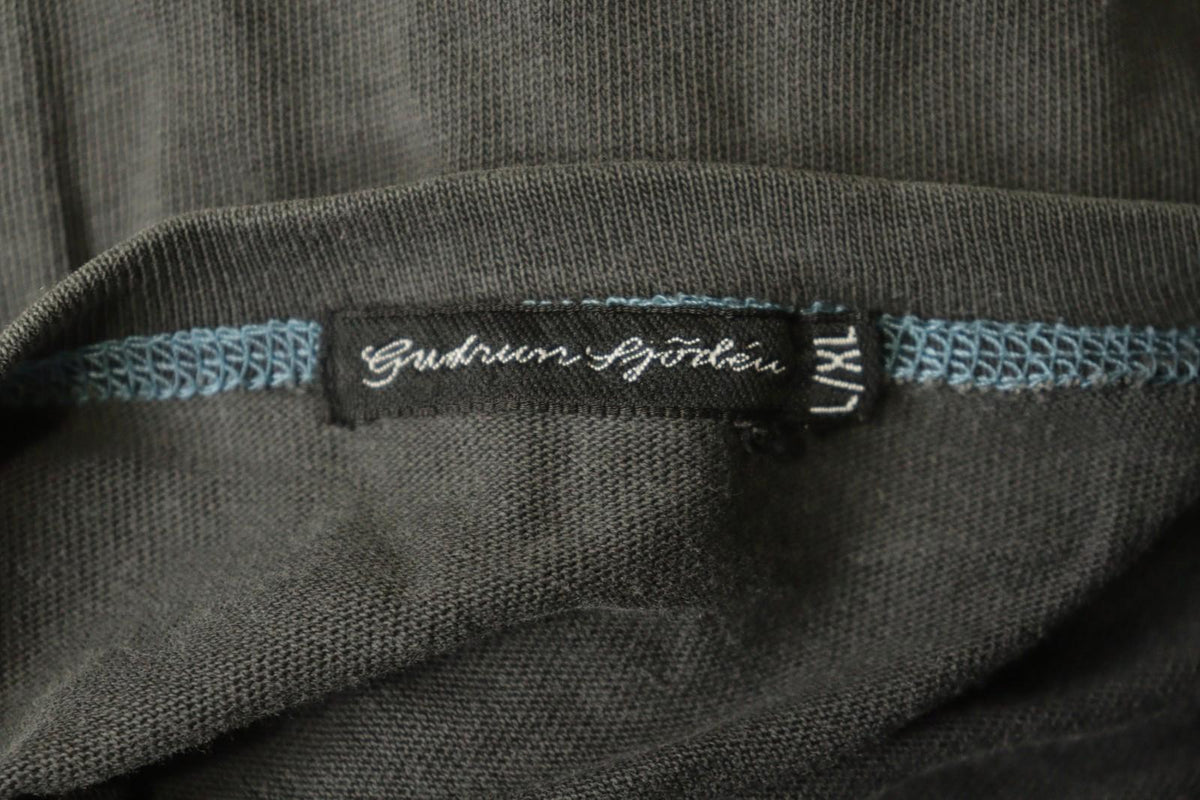 GUDRUN SJÖDEN Gray Palm Graphic Cotton Short Sleeve Round Neck T-Shirt – Size L/XL
