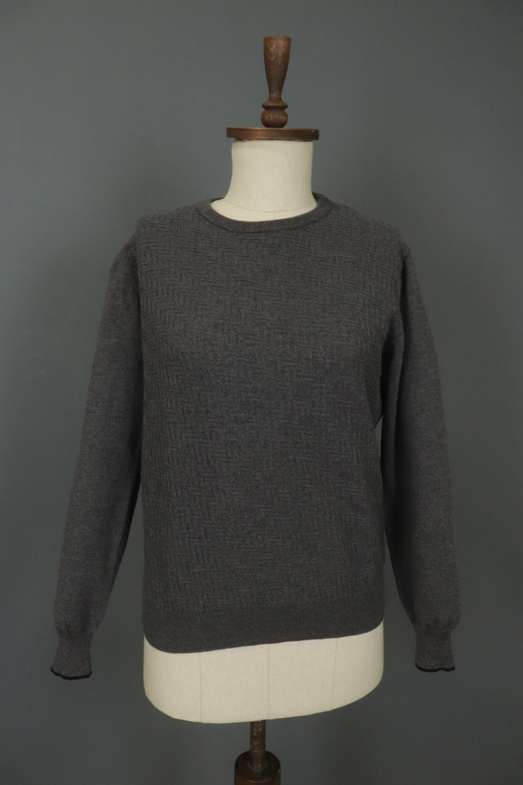 ROBERTO CAVALLI Gray Wool Knitted Raglan Sleeve Crew Neck Pullover Sweater Sz M