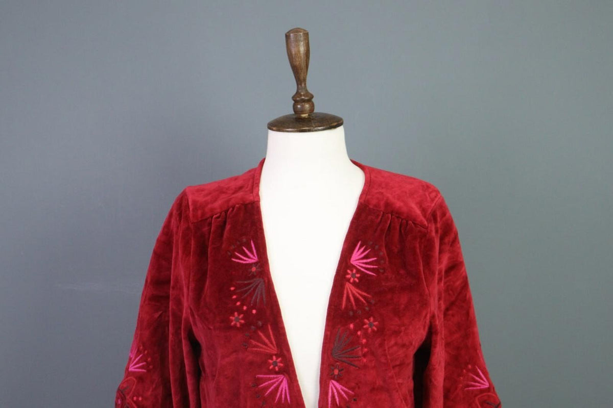 GUDRUN SJODEN Burgundy Kimono Sleeve Knit Wrape Cape Cardigan Sweater – Size S