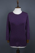 GUDRUN SJODEN Purple Polka Dot Modal Crew Neck Long Sleeve Blouse Top – Size S
