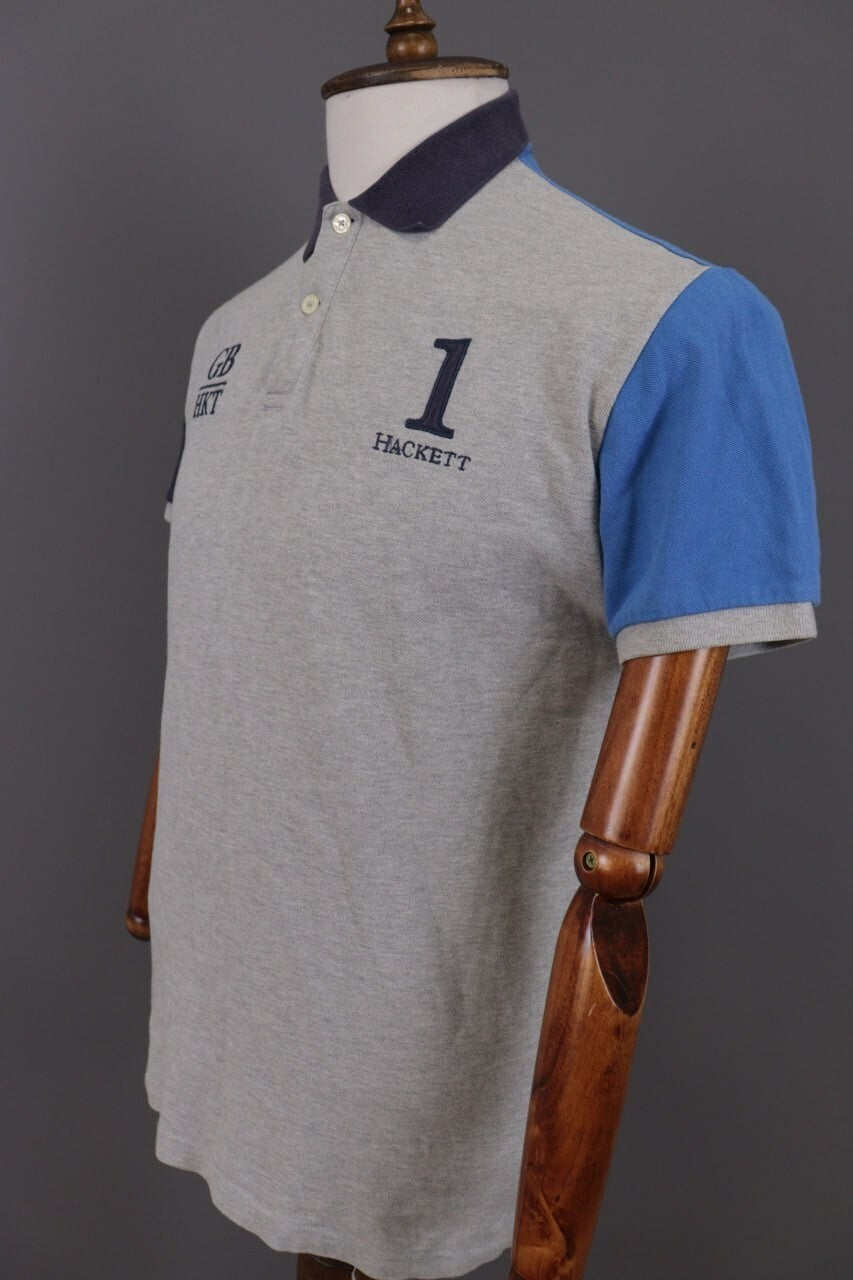 Hackett London Classic Fit GB Gray Summer #3 Short Sleeve Polo Shirt – Size M – Used