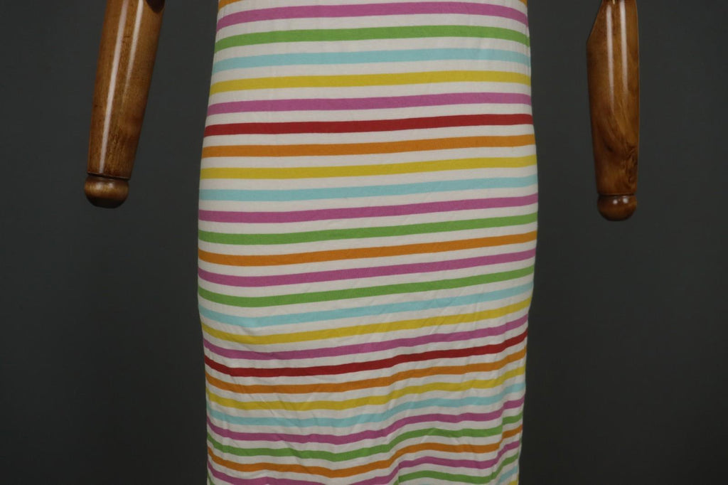 GUDRUN SJODEN Multi Striped Wide Strap Square Neck Pullover Tank Dress – Size S