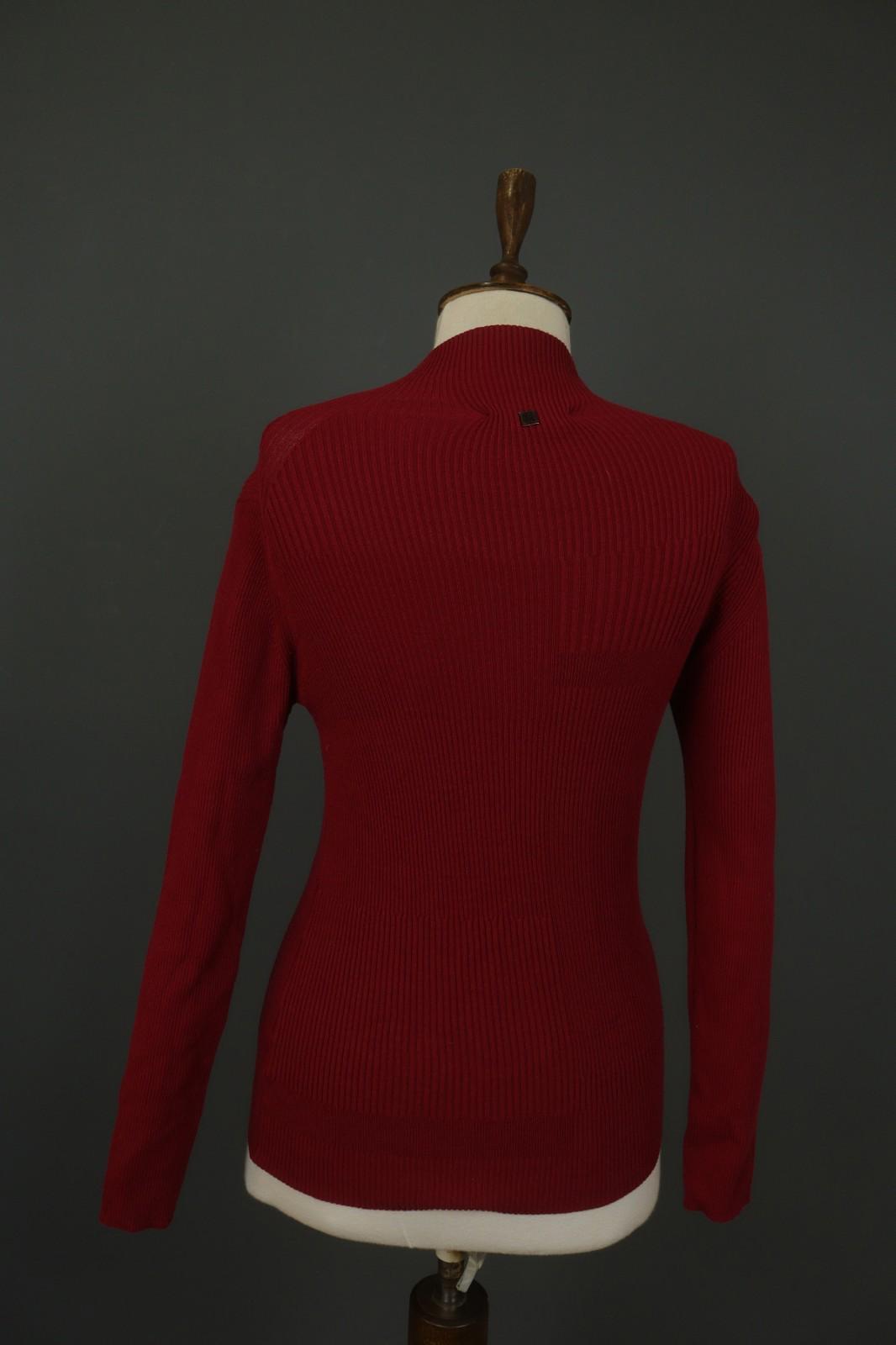 COP.COPINE Red Viscose Knitted Raglan Sleeve Mock Neck Pullover Sweater – Size M