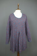 GUDRUN SJODEN Purple Floral Lyocell Long Sleeve Round Neck Shift Dress – Size XL