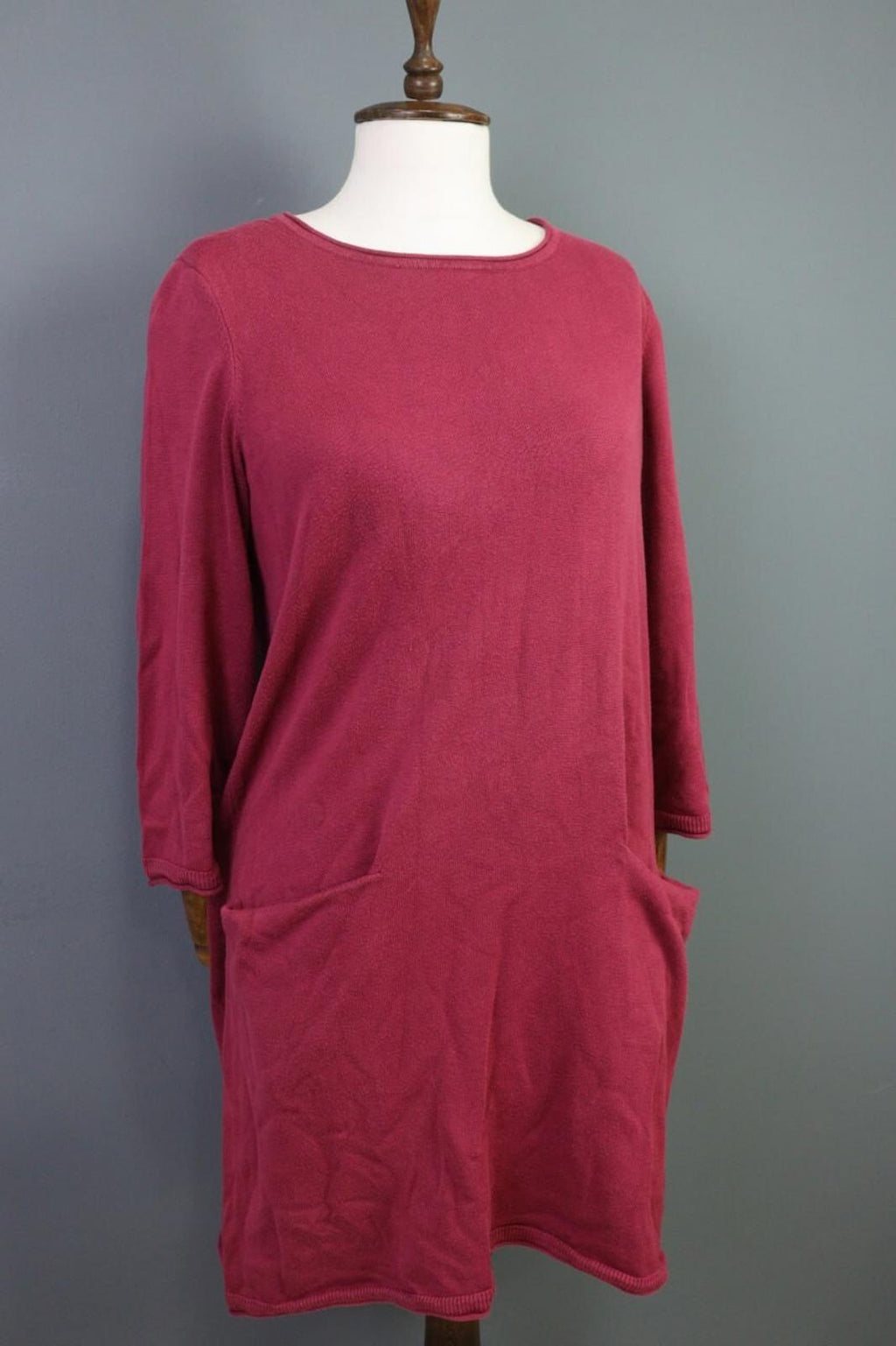 GUDRUN SJODEN Pink Long Sleeve Shift Sweater Knee Dress – Size M