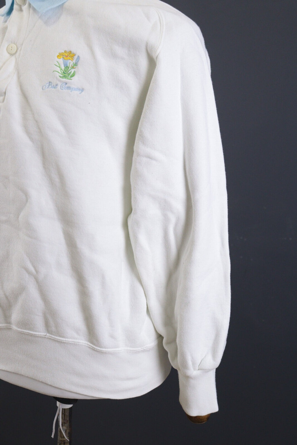 Best Company Olmes Carretti Vintage White Polo Carts Knit Sweatshirt – Size L