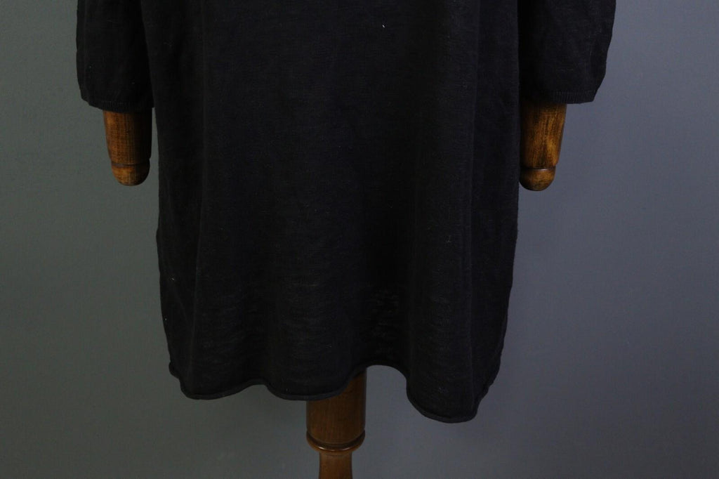 GUDRUN SJODEN Black A-Line Linen 3/4 Sleeve Short Knee Length Dress – Size M