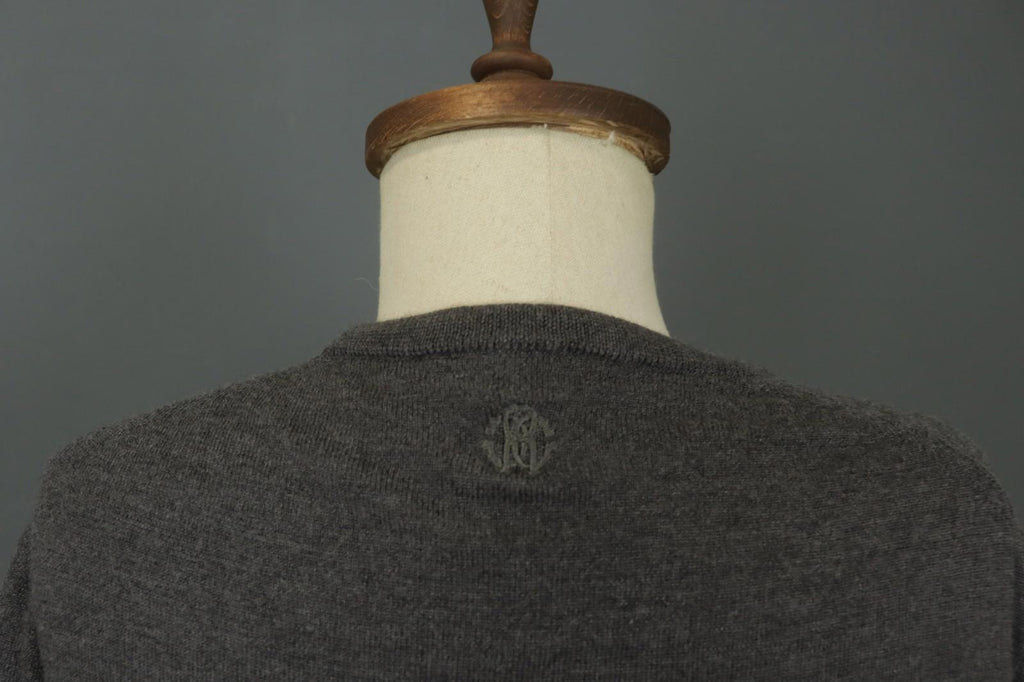 ROBERTO CAVALLI Gray Wool Knitted Raglan Sleeve Crew Neck Pullover Sweater Sz M