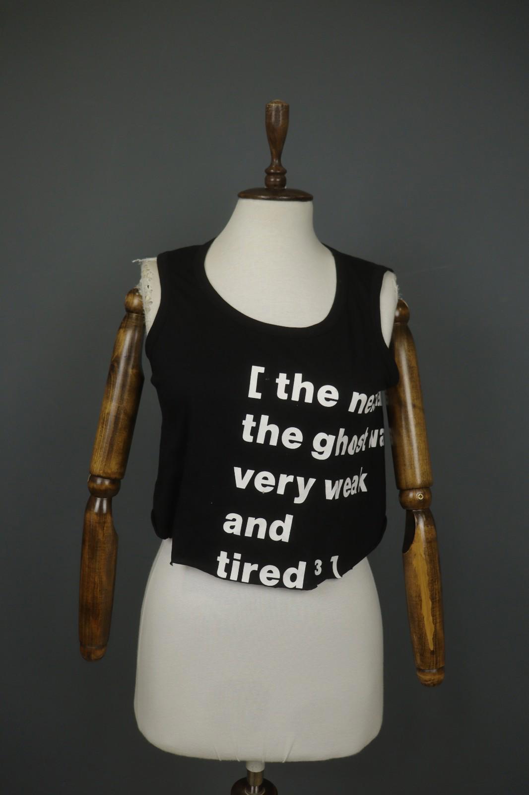 RUNDHOLZ Cropped Tank Top Black Wide Strap Round Neck Regular Pullover – Size S/M