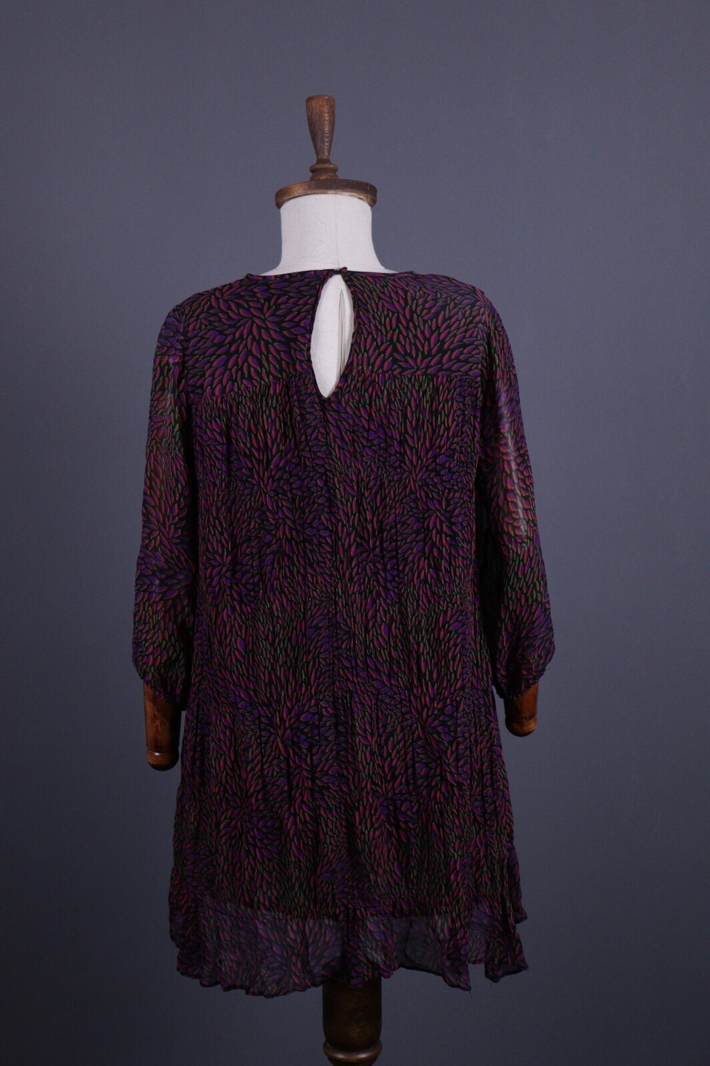BA&SH Multicolor Floral Relaxed Mesh Long Sleeve Blouson Dress – Size 0 / XS
