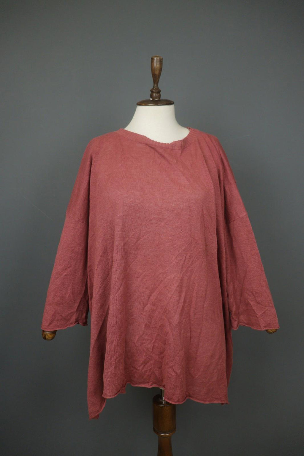 GUDRUN SJÖDEN Marron 100% Linen Knit Long Sleeve Pullover Sweater Dress – Size XL