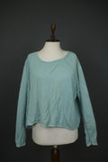 RUNDHOLZ DIP Green 100% Cotton Round Neck Long Sleeve Pullover Cropped Top OS