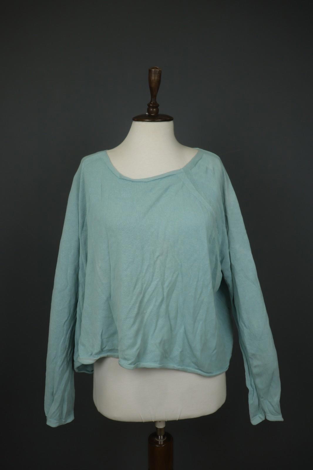 RUNDHOLZ DIP Green 100% Cotton Round Neck Long Sleeve Pullover Cropped Top OS