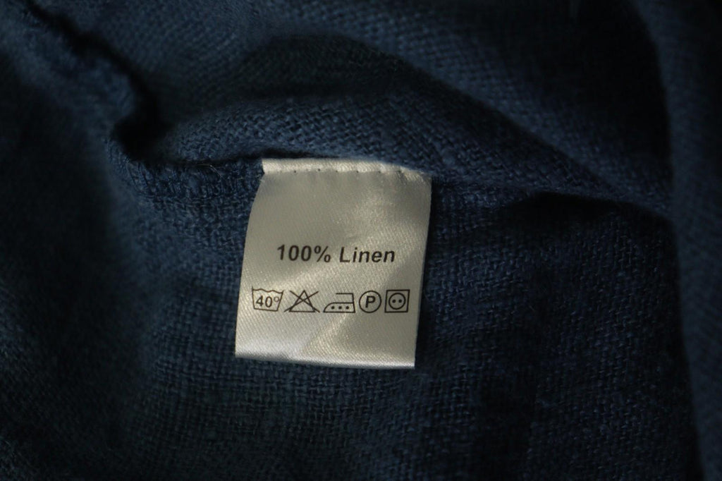 GRIZAS Blue Linen Knitted 3/4 Sleeve Pocket Hem Button Front Cardigan – Size L