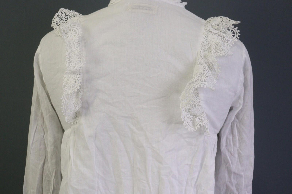 ZADIG & VOLTAIRE White Long Sleeve Button Down Lace Top Blouse Shirt – Size 16-M