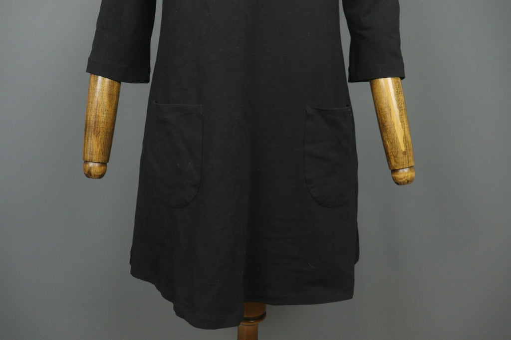 GUDRUN SJODEN Black Cotton Long Sleeve Round Neck Pullover Shift Dress – Size M