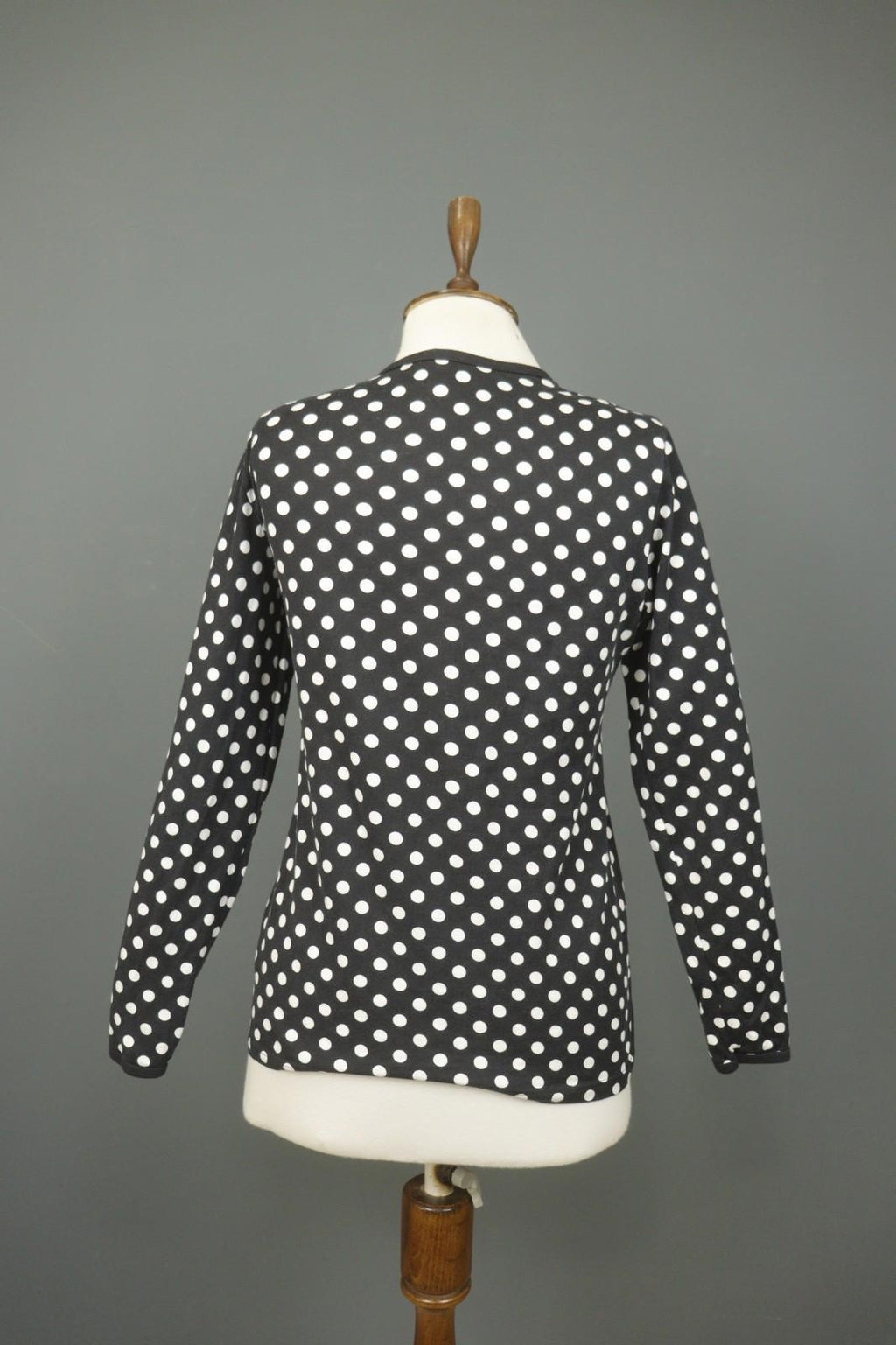 MARIMEKKO Black White Polka Dot Cotton Long Sleeve Summer Snap Blouse Top – Size M