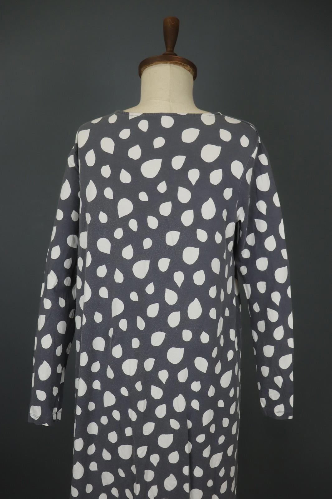 MARIMEKKO Gray White Polka Dot Viscose Long Sleeve Pullover Shift Dress – Size M