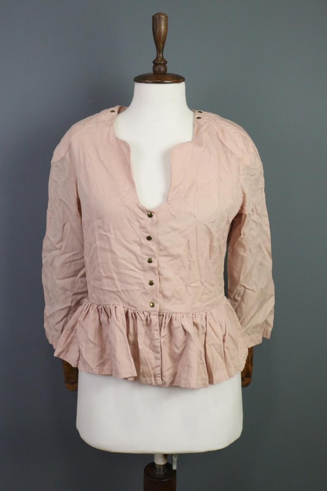 STINE GOYA Pink 3/4 Sleeve Ballon Printed Button Blouse Shirt Top – Size M