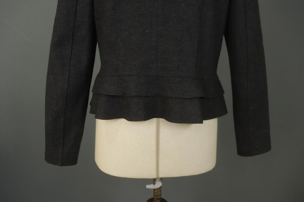 Marccain Black Wool Collared Long Sleeve Button Front Blazer Jacket – Size 5