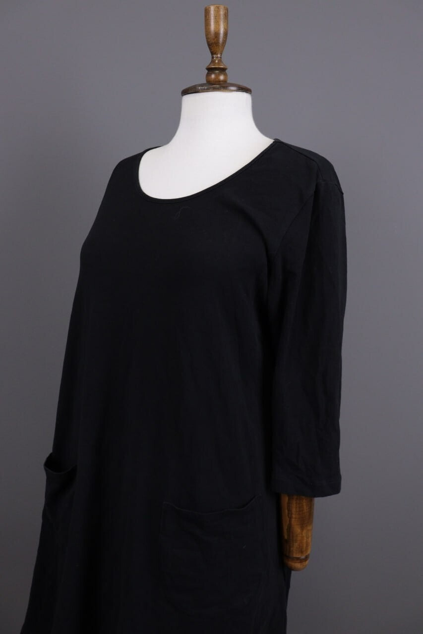 Gudrun Sjoden Black Lagenlook Long Sleeve Relaxed A-Line Dress – Size L