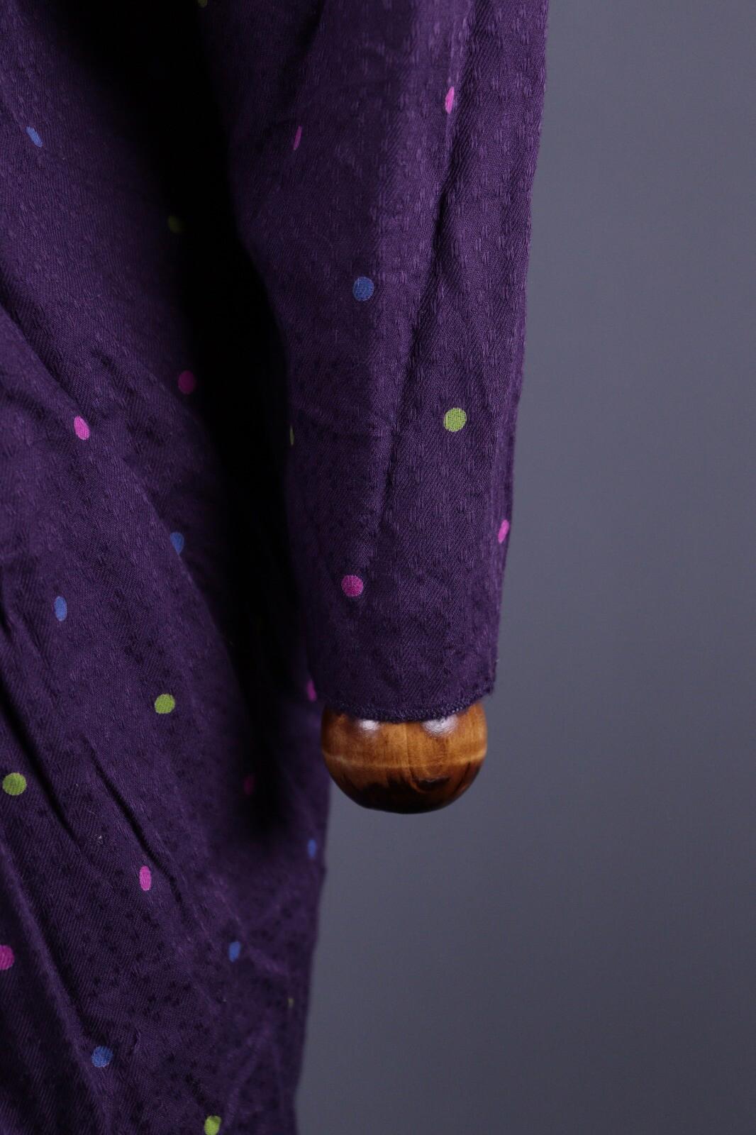 GUDRUN SJODEN Purple Dotted Lagenlook Relaxed Long Sleeve Blouson Dress – Size M