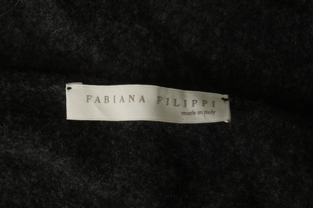 FABIANA FILIPPI Gray Merino Wool Long Sleeve Open Front Cardigan Sweater – Size 44